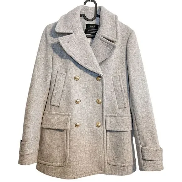 J Crew Stadium Cloth Wool Double Breasted Pea Coat 2 - Picture 4 of 10